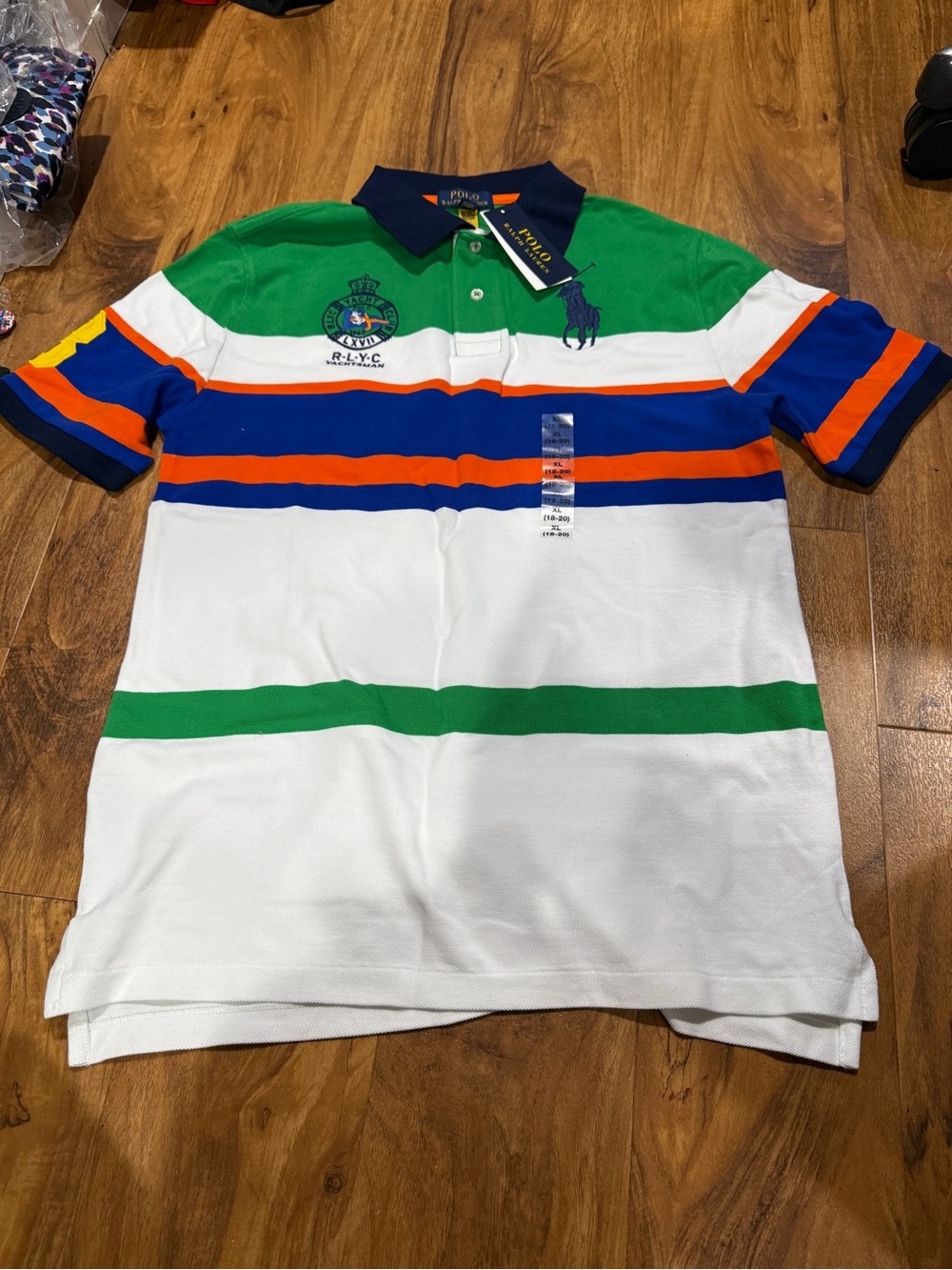 Polo by Ralph Lauren Green & White Stripe boy’s Polo Shirt XL